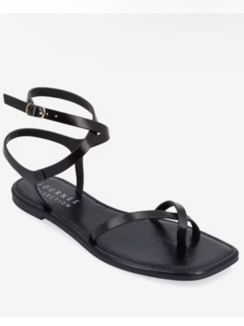 Journee Collection Black Strappy Ankle Wrap Sandals